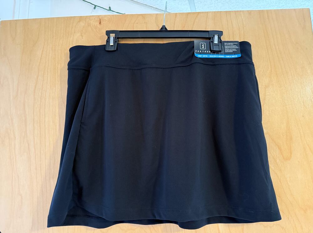 PGA Tour Airflux Golf Skort Black Tummy Control Built-In Shorts Women's XXL NWT